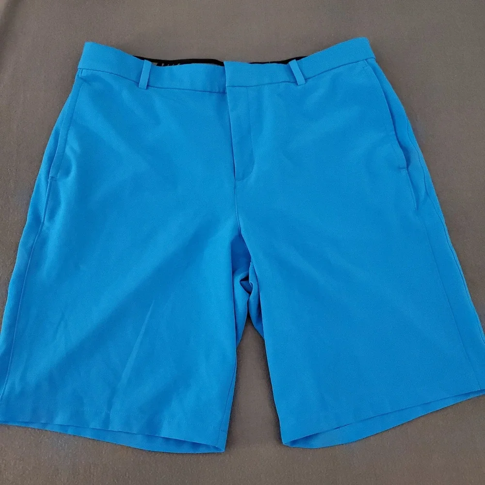 Nike Golf Dri-FIT Shorts Mens 34 Blue Flat Front Performance Athletic Activewear